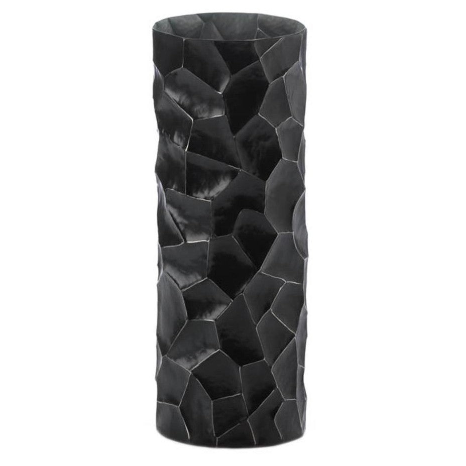 Black Hammered Sheet Metal Vase - 13.5 inches Nikki Chu