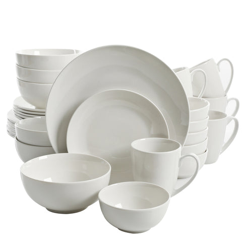 Gibson Home Ogalla 30 Piece Porcelain Dinnerware Set in White Gibson Home