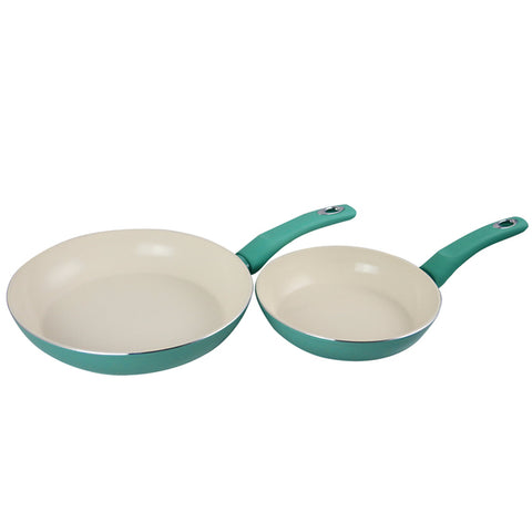 Gibson Home Plaza Cafe 2 Piece Aluminum Frying Pan Set with Soft Touch Handles in Mint Gibson Home