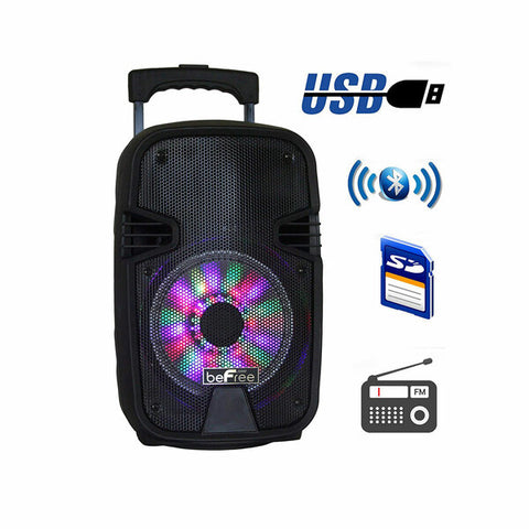 beFree Sound 8 Inch 400 Watts Bluetooth Portable Party Speaker with USB, SD Input and Reactive Lights Befree Sound