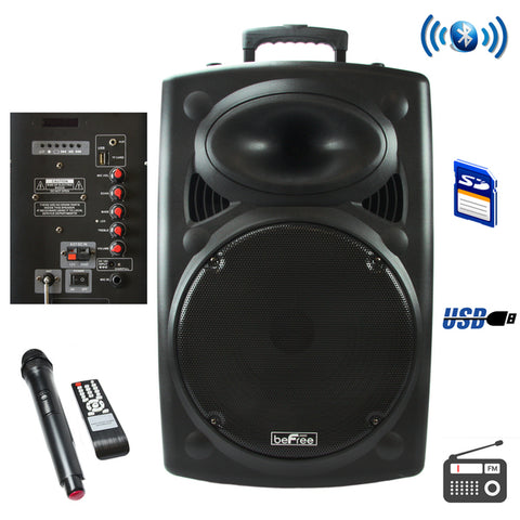 beFree Sound 15 Inch Bluetooth Powered Portable PA Speaker Befree Sound