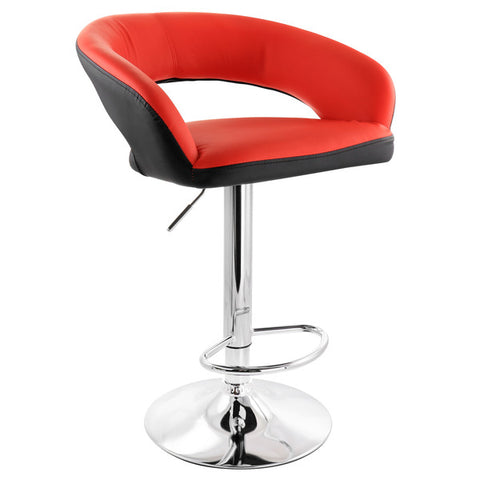Elama Adjustable Faux Leather Open Back Bar Stool in Red and Black Elama