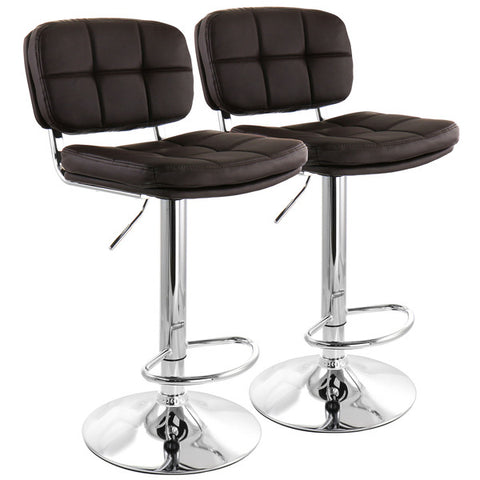 Elama 2 Piece Adjustable Faux Leather Bar Stool in Brown with Chrome Base Elama