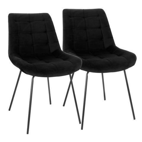 Elama 2 Piece Tufted Chair in Black with Metal Legs Elama