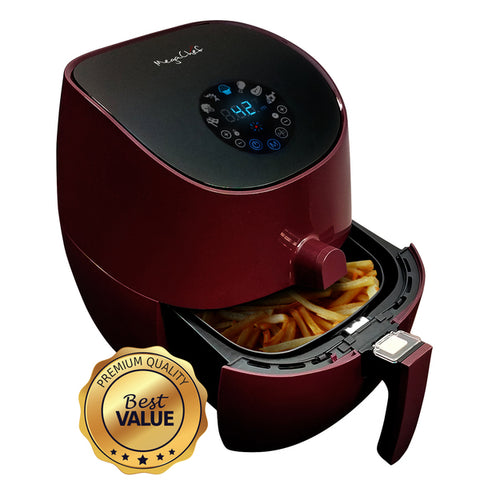 MegaChef 3.5 Quart Airfryer And Multicooker With 7 Pre-Programmed Settings in Burgundy Megachef