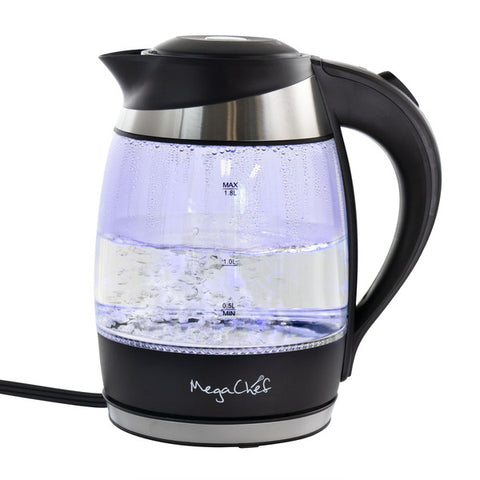 MegaChef 1.8Lt. Glass and Stainless Steel Electric Tea Kettle Megachef