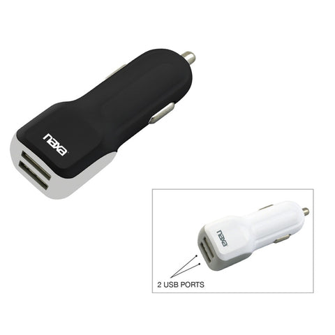 10 Watt 2.1 Amp Dual USB Car Charger-BLACK Naxa