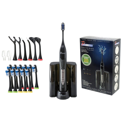 Pursonic Black Rechargeable Electric Toothbrush with Bonus Value Pack Pursonic