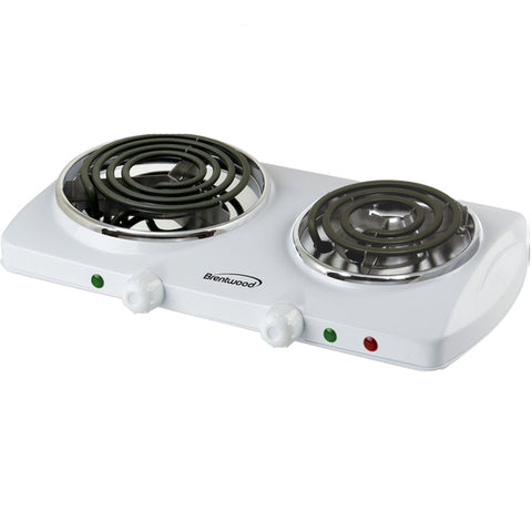 Brentwood Electric 1500W Double Burner Spiral White Brentwood
