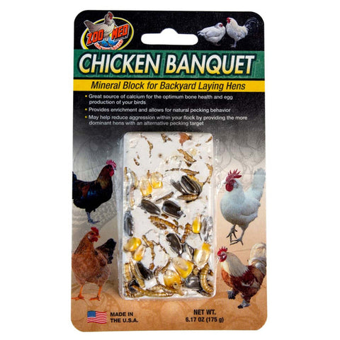Zoo Med Chicken Banquet Mineral Block for Backyard Laying Hens Multi-Color 6.17 oz Zoo Med
