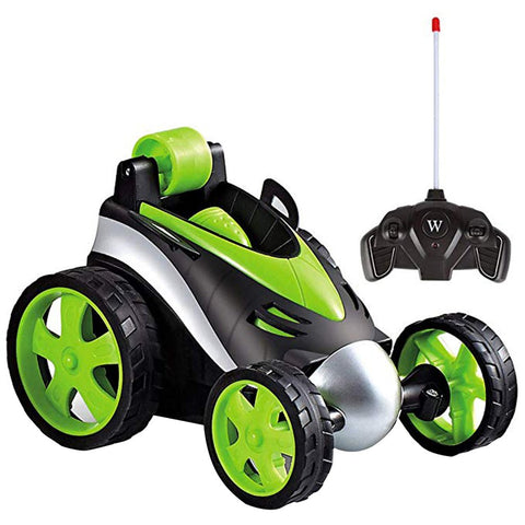 wireless remote control flip wheels jumping toy car Green Onetify