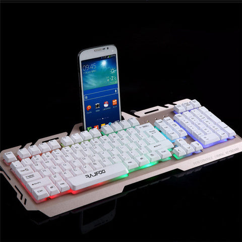 usb wired illuminated colorful led gaming keyboard White