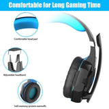 led 3 5mm stereo gaming headphone with microphone Blue
