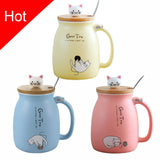 Adorable Cat Cartoon Ceramic Coffee Mug Yellow Onetify