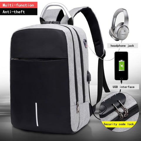 Multifunctional Anti Shock Backpack with USB and Headphone Port Gray Onetify