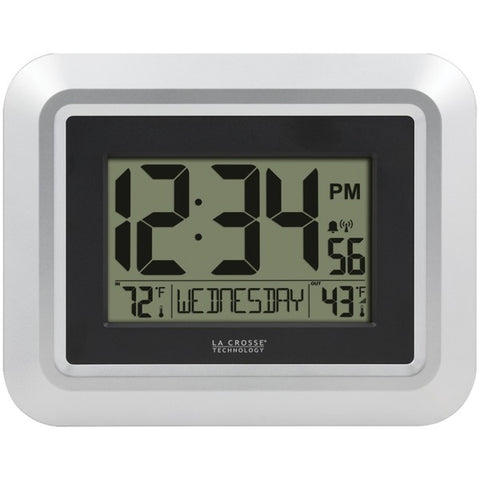 La Crosse Technology 513-1918S-INT Atomic Digital Wall Clock with Indoor/Outdoor Temperature La Crosse Technology(r)