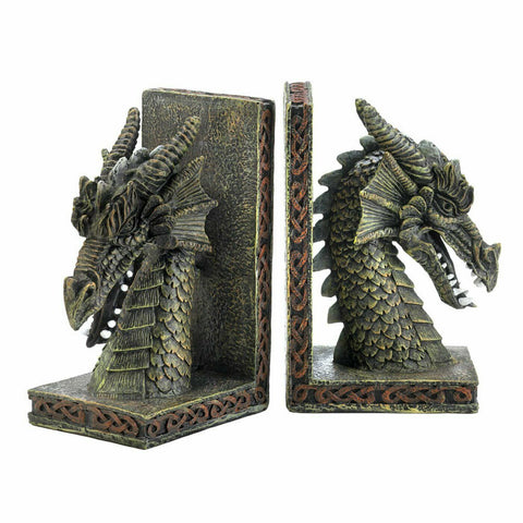 Horned Dragon Bookend Set Dragon Crest
