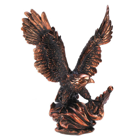 Bronze-Look Eagle in Flight Statue Accent Plus