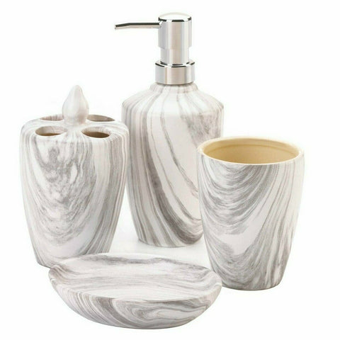 Gray Marble Porcelain Bath Accessory Set Accent Plus