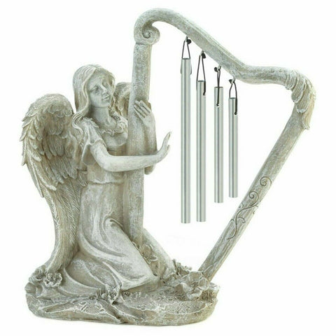 Stone-Look Angel Harp Standing Windchime Accent Plus