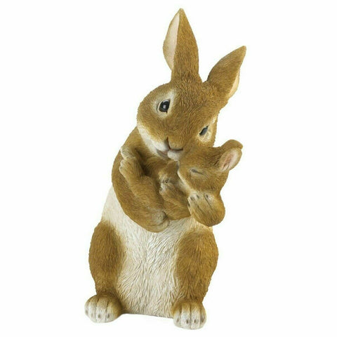 Mother and Baby Bunny Rabbit Bonding Time Figurine Accent Plus