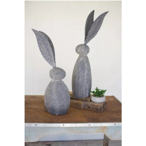 Faux Stone Rabbit With Tall Metal Ears Kalalou