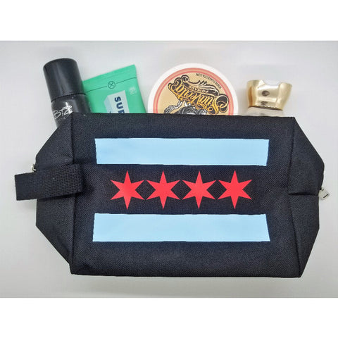 Chicago Flag Shaving/Miscellaenous Bag Black Cat Bazaar