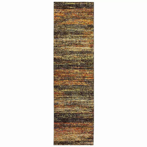 12' Distressed Gold and Charcoal Abstract Indoor Runner Rug Homeroots.co