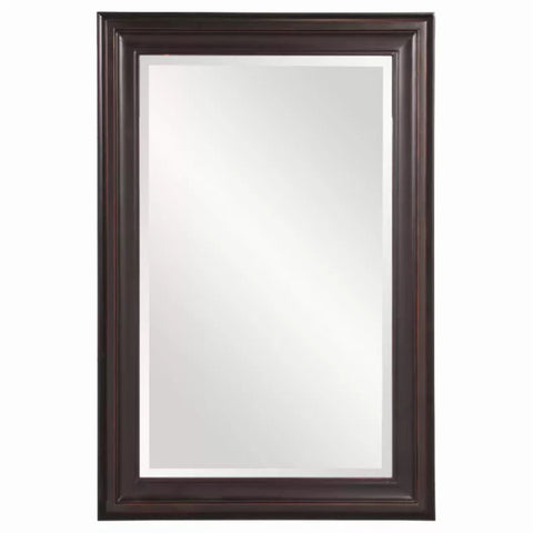 Rectangle Oil Rubbed Bronze Finish Mirror with Wooden Bronze Frame Homeroots.co