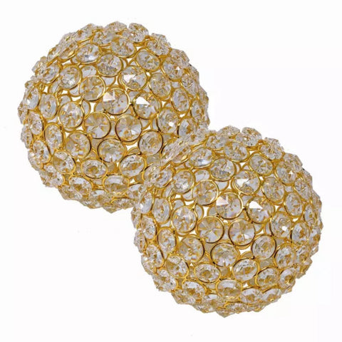 Set of 2  5" Polished Spheres in Brilliant Shiny Luster Finished and Golden Frame Homeroots.co