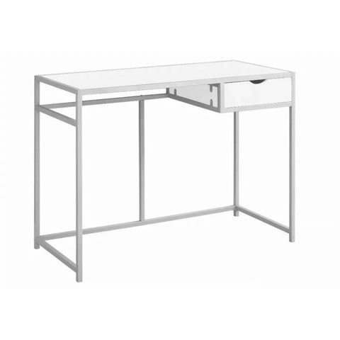 20" x 42.25" x 30" White Silver Mdf Metal  Computer Desk Homeroots.co