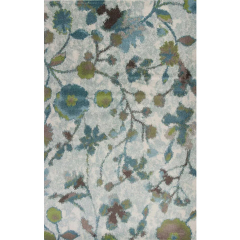 3' x 5' Teal Watercolor Flowers Area Rug Homeroots.co