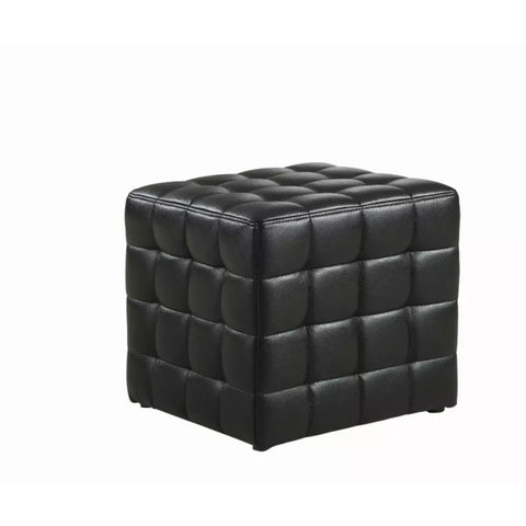 16.75" x 16.75" x 17" Black Leather Look Fabric  Ottoman Homeroots.co