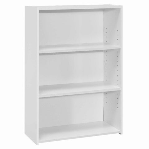 11.75" x 24.75" x 35.5" White 3 Shelves  Bookcase Homeroots.co