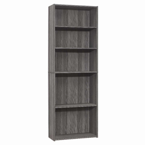 11.75" x 24.75" x 71.25" Grey 5 Shelves  Bookcase Homeroots.co