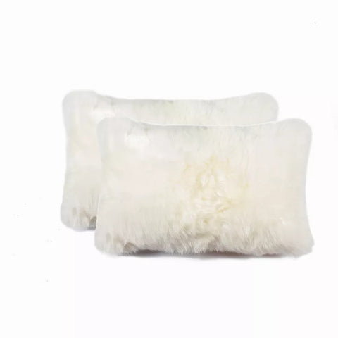 12" x 20" x 5" Natural Sheepskin - Pillow 2Pieces Homeroots.co