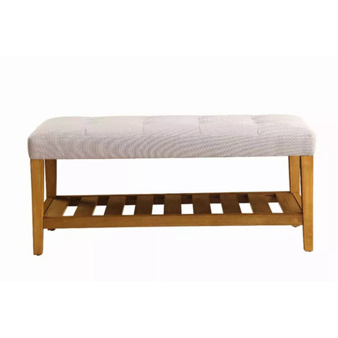 40" X 16" X 18" Light Gray And Oak Simple Bench Homeroots.co