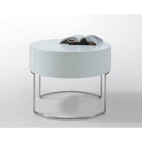 16" White Lacquer Stainless Steel Nightstand Homeroots.co