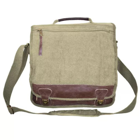 "Classic" Euro-Style Messenger Bag - Khaki Fox Outdoor