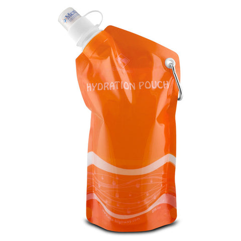 Eco-Highway Hydration Pouch: Collapsible, Reusable 20oz Water Bottle (Orange) Eco-highway