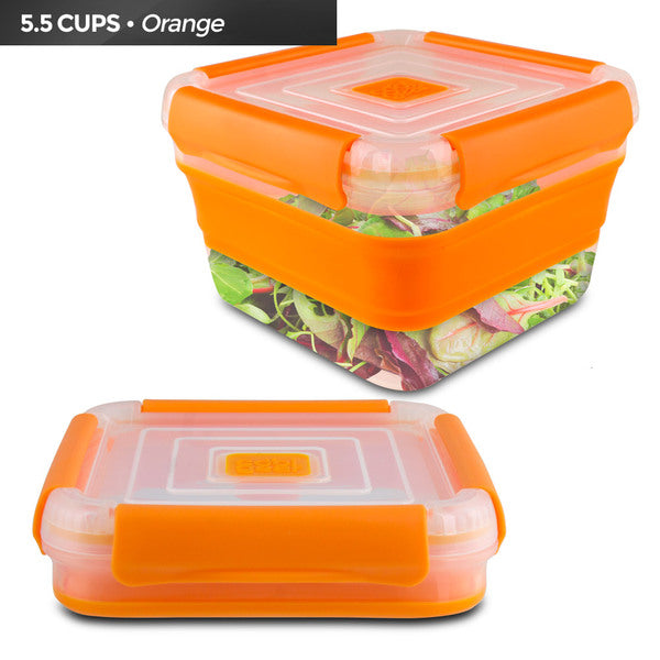 Cool Gear Expandable Air Tight Food Storage Lunch Box 5.5 CUP BPA-free Orange Cool Gear