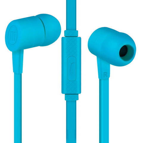 Maxell Solid 2 Earphones with Built-in Microphone, Azure Blue Maxell
