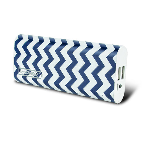 instaCHARGE 8800mAh Dual USB Power Bank Portable Battery Charger Blue Chevron Instacharge