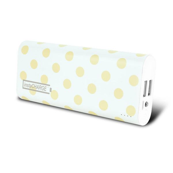 instaCHARGE 8800mAh Dual USB Power Bank Portable Battery Charger Gold Polkadot Instacharge