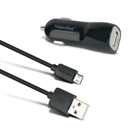 VisionTek 2 Amp Car Charger with 3.2ft Micro USB Cable (900933) Visiontek